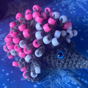 🌈 Handmade Sensory Crochet Fidget Toy – Grey Hedgehog 🦔